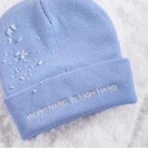 LimeLife by Alcone "Work Hard, Sleigh Hard" Beanie in Light Blue